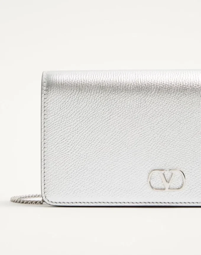 VLogo Signature Mini Shoulder Bag in Laminated Grainy Calfskin