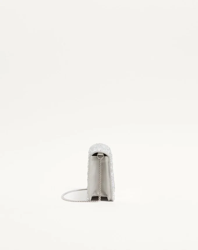 Vlogo Signature Mini Shoulder Bag with Sparkling Embroidery Vlogo Signature Mini Shoulder Bag with Sparkling Embroidery