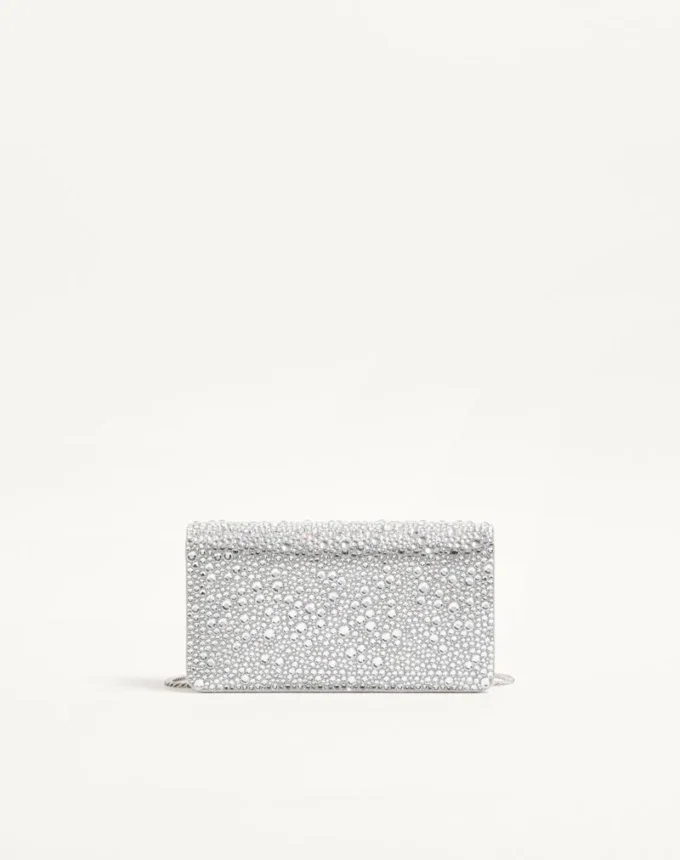 Vlogo Signature Mini Shoulder Bag with Sparkling Embroidery Vlogo Signature Mini Shoulder Bag with Sparkling Embroidery