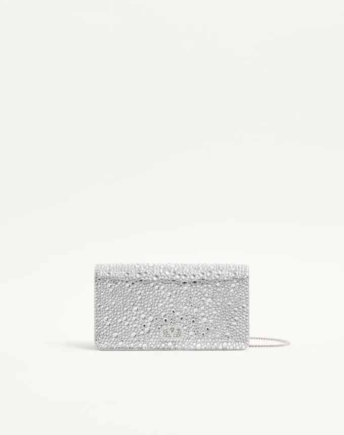 Vlogo Signature Mini Shoulder Bag with Sparkling Embroidery Vlogo Signature Mini Shoulder Bag with Sparkling Embroidery