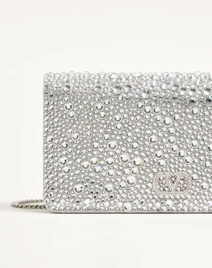 Vlogo Signature Mini Shoulder Bag with Sparkling Embroidery Vlogo Signature Mini Shoulder Bag with Sparkling Embroidery