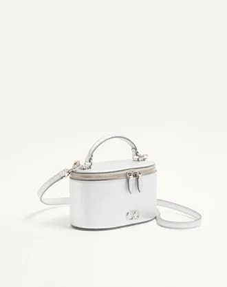 VLogo Signature Mini Vanity Bag in Laminated Grainy Calfskin