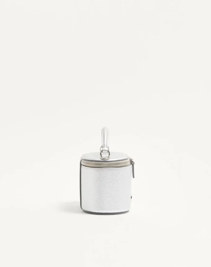 VLogo Signature Mini Vanity Bag in Laminated Grainy Calfskin