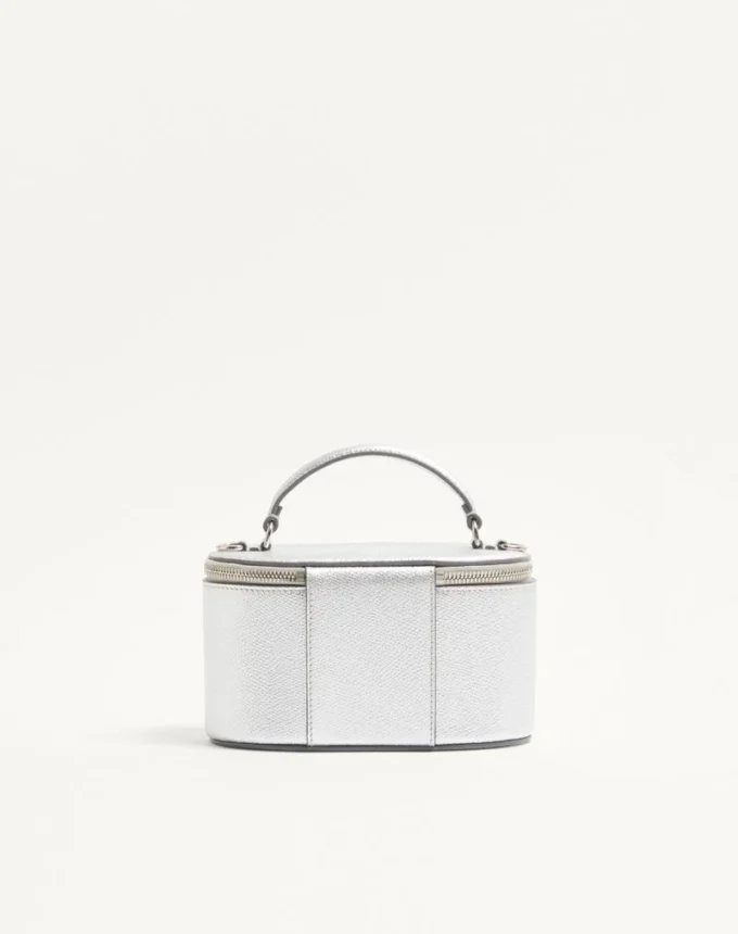 VLogo Signature Mini Vanity Bag in Laminated Grainy Calfskin
