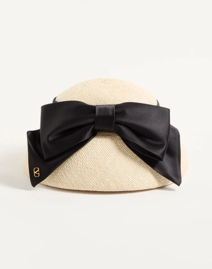 Vlogo Signature Panama Bucket Hat With Satin Bow Vlogo Signature Panama Bucket Hat With Satin Bow