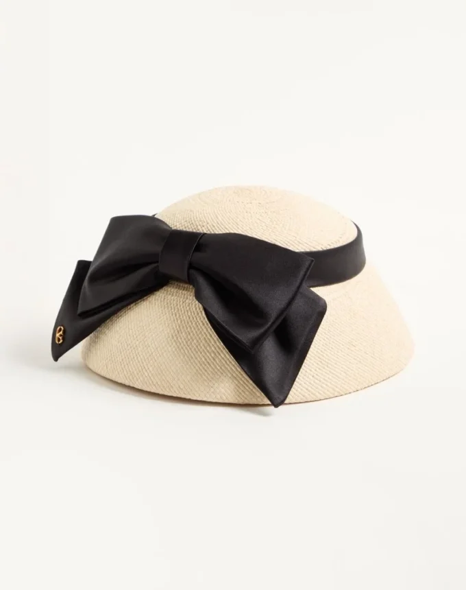 Vlogo Signature Panama Bucket Hat With Satin Bow Vlogo Signature Panama Bucket Hat With Satin Bow