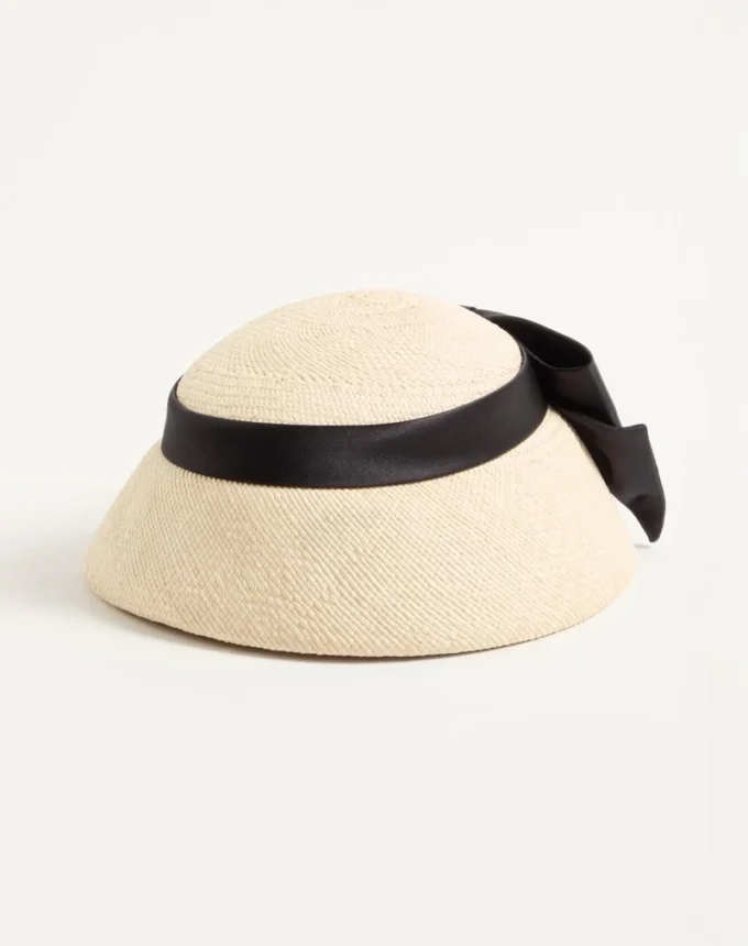 Vlogo Signature Panama Bucket Hat With Satin Bow Vlogo Signature Panama Bucket Hat With Satin Bow