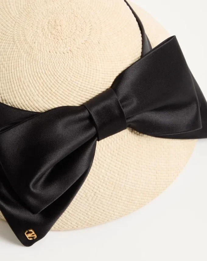 Vlogo Signature Panama Bucket Hat With Satin Bow Vlogo Signature Panama Bucket Hat With Satin Bow