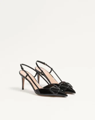 vlogo signature patent leather slingback pump 80mm 2 330x417 - VLogo Signature Patent Leather Slingback Pump 80Mm