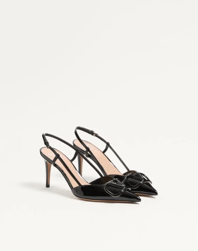 VLogo Signature Patent Leather Slingback Pump 80Mm