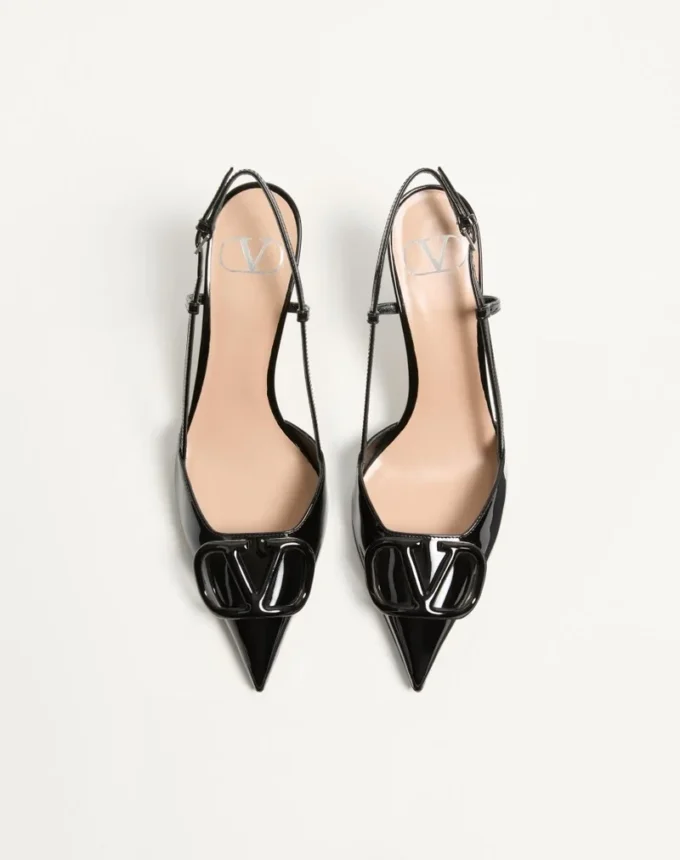 VLogo Signature Patent Leather Slingback Pump 80Mm