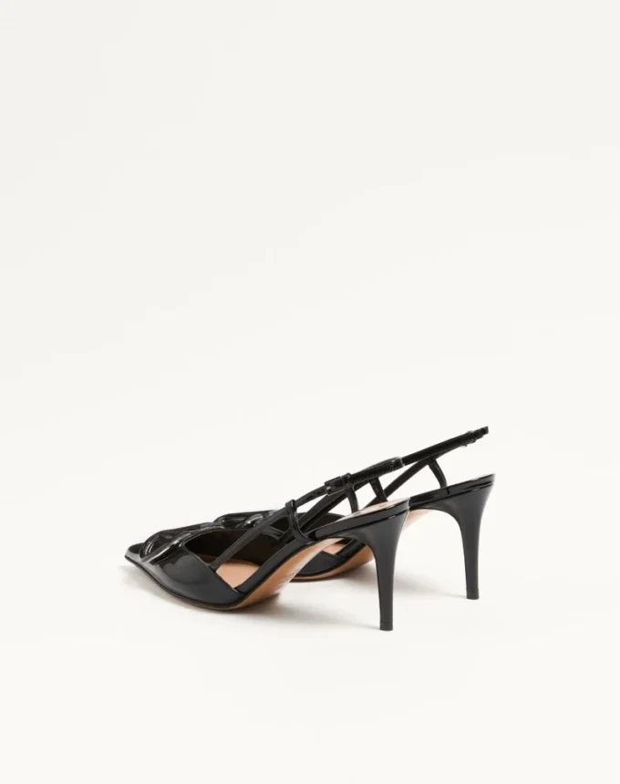 VLogo Signature Patent Leather Slingback Pump 80Mm