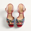 Vlogo Signature Platform Denim Sandal With Cherryfic Embroidery 115Mm Vlogo Signature Platform Denim Sandal With Cherryfic Embroidery 115Mm