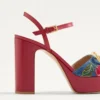 Vlogo Signature Platform Denim Sandal With Cherryfic Embroidery 115Mm Vlogo Signature Platform Denim Sandal With Cherryfic Embroidery 115Mm