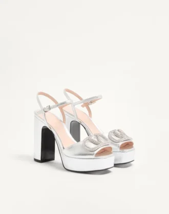 VLogo Signature Platform Sandal In Laminated Nappa Leather 115mm