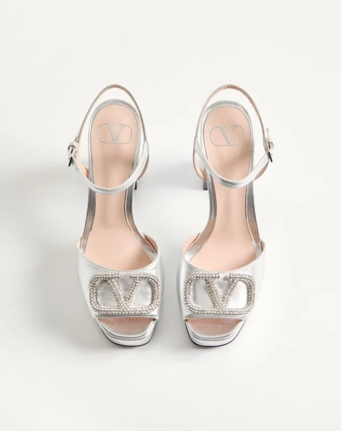 VLogo Signature Platform Sandal In Laminated Nappa Leather 115mm