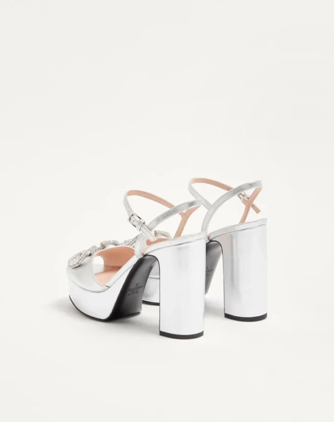 VLogo Signature Platform Sandal In Laminated Nappa Leather 115mm