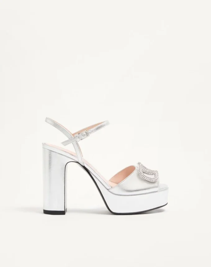 VLogo Signature Platform Sandal In Laminated Nappa Leather 115mm