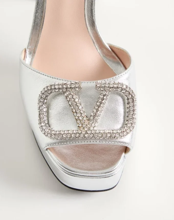 VLogo Signature Platform Sandal In Laminated Nappa Leather 115mm