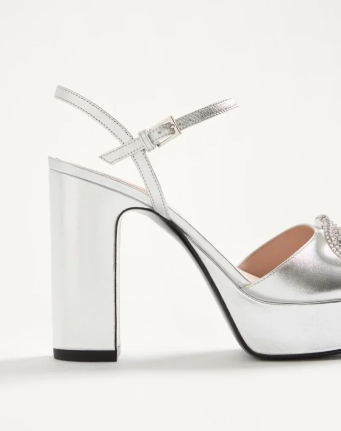 VLogo Signature Platform Sandal In Laminated Nappa Leather 115mm