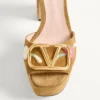 VLogo Signature Platform Sandal In Split Leather With Floral Embroidery 115 Mm VLogo Signature Platform Sandal In Split Leather With Floral Embroidery 115 Mm