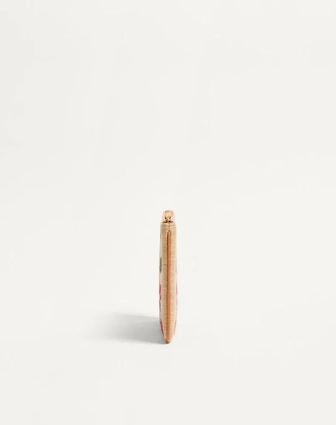 Vlogo Signature Pouch In Jacquard Raffia With Cherryfic Pattern