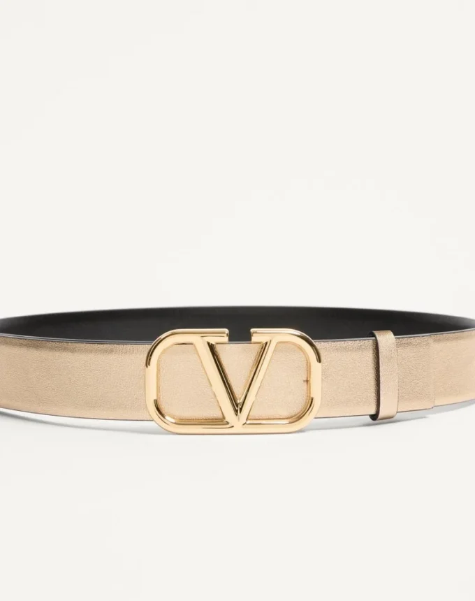 Vlogo Signature Reversible Belt In Metallic And Shiny Calfskin 30 Mm Vlogo Signature Reversible Belt In Metallic And Shiny Calfskin 30 Mm