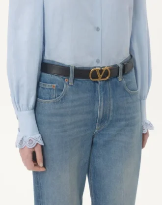 VLogo Signature Reversible Shiny Calfskin Belt – 30Mm / 1.2 In.