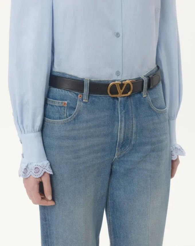 VLogo Signature Reversible Shiny Calfskin Belt – 30Mm / 1.2 In.