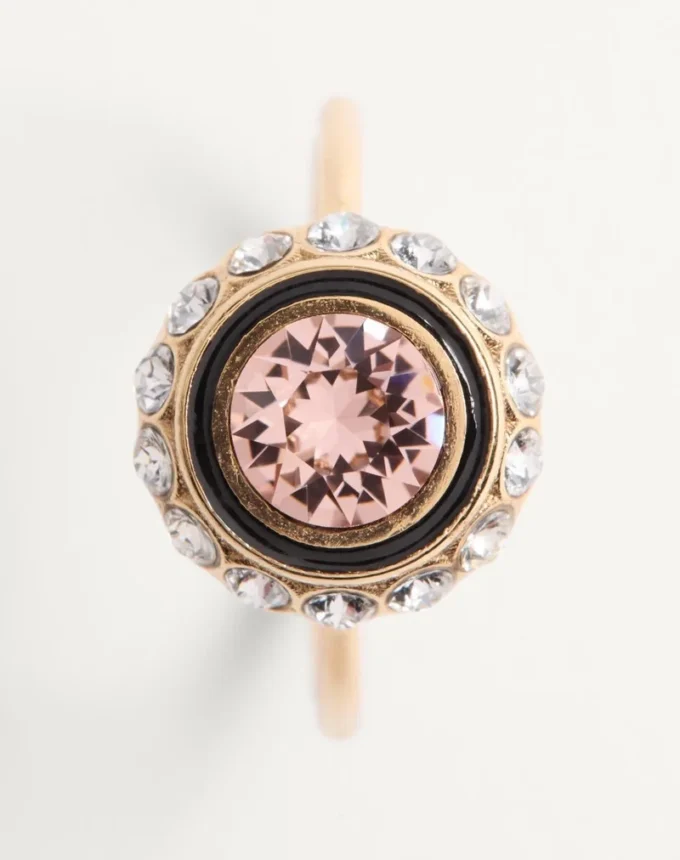 VLogo Signature Ring In Metal, Enamel And Crystals