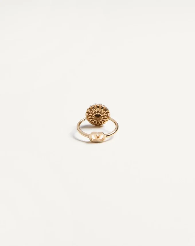 VLogo Signature Ring In Metal, Enamel And Crystals