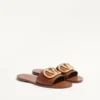 Vlogo Signature Slide Sandal In Grainy Cowhide With Accessory