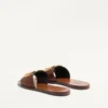Vlogo Signature Slide Sandal In Grainy Cowhide With Accessory
