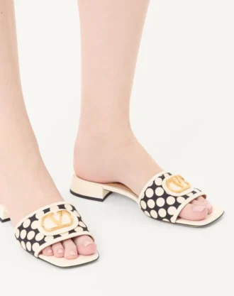 Vlogo Signature Slide Sandal In Plus De Pois Fabric 20Mm