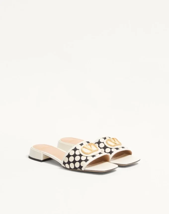 Vlogo Signature Slide Sandal In Plus De Pois Fabric 20Mm Vlogo Signature Slide Sandal In Plus De Pois Fabric 20Mm