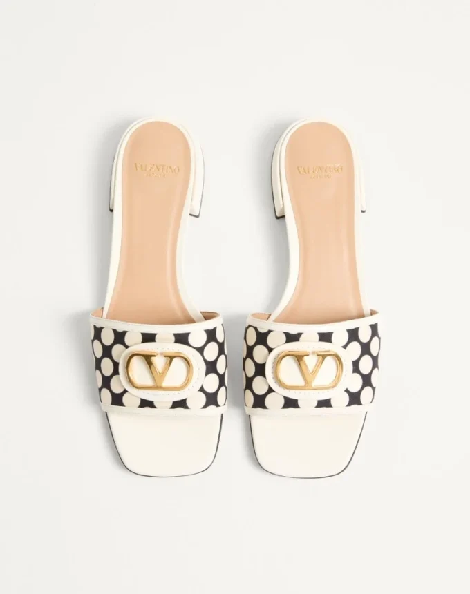 Vlogo Signature Slide Sandal In Plus De Pois Fabric 20Mm Vlogo Signature Slide Sandal In Plus De Pois Fabric 20Mm
