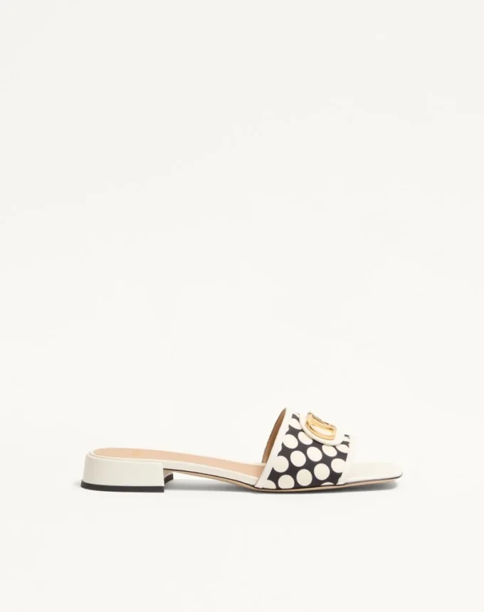 Vlogo Signature Slide Sandal In Plus De Pois Fabric 20Mm Vlogo Signature Slide Sandal In Plus De Pois Fabric 20Mm