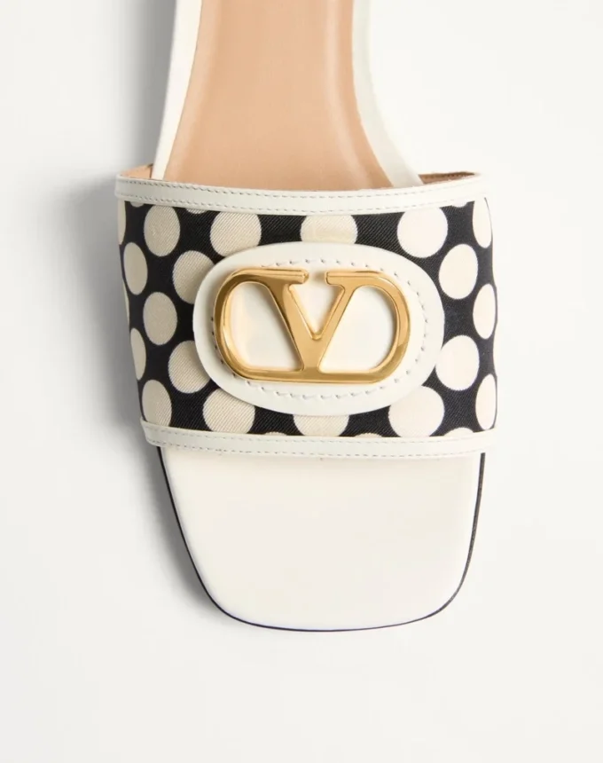 Vlogo Signature Slide Sandal In Plus De Pois Fabric 20Mm Vlogo Signature Slide Sandal In Plus De Pois Fabric 20Mm