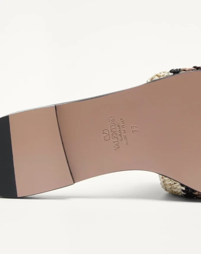 Vlogo Signature Slide Sandal With Crochet Embroidery
