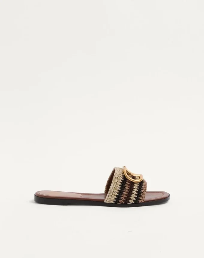 Vlogo Signature Slide Sandal With Crochet Embroidery