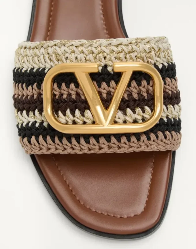 Vlogo Signature Slide Sandal With Crochet Embroidery