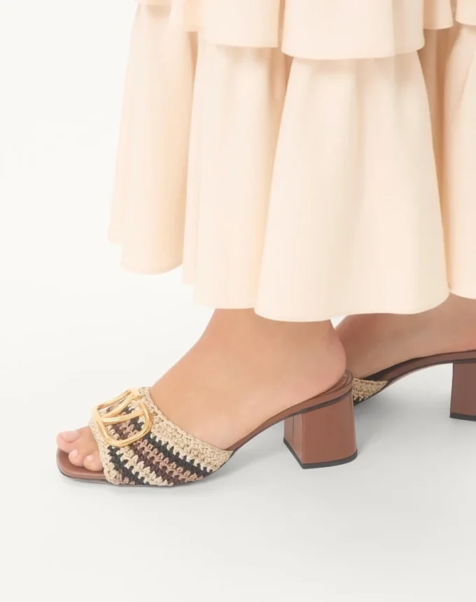 Vlogo Signature Slide Sandal With Crochet Embroidery 60Mm Vlogo Signature Slide Sandal With Crochet Embroidery 60Mm