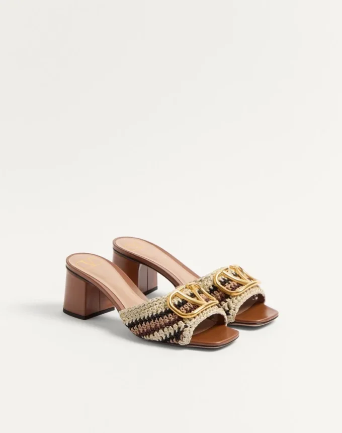 Vlogo Signature Slide Sandal With Crochet Embroidery 60Mm Vlogo Signature Slide Sandal With Crochet Embroidery 60Mm