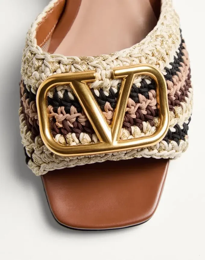 Vlogo Signature Slide Sandal With Crochet Embroidery 60Mm Vlogo Signature Slide Sandal With Crochet Embroidery 60Mm