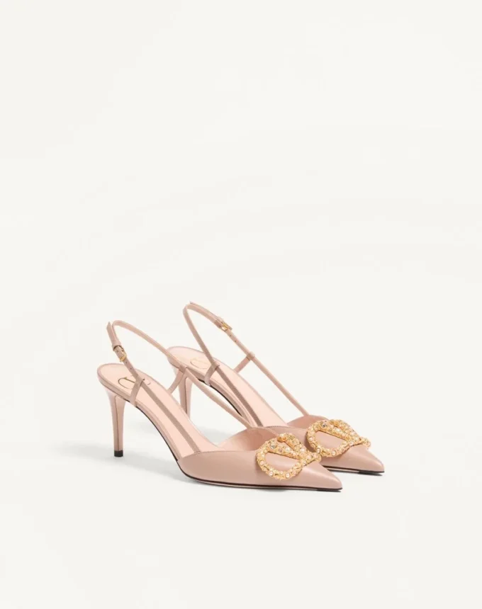 Vlogo Signature Slingback Calfskin Pump With Jewel Logo 80Mm