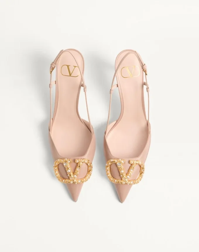 Vlogo Signature Slingback Calfskin Pump With Jewel Logo 80Mm