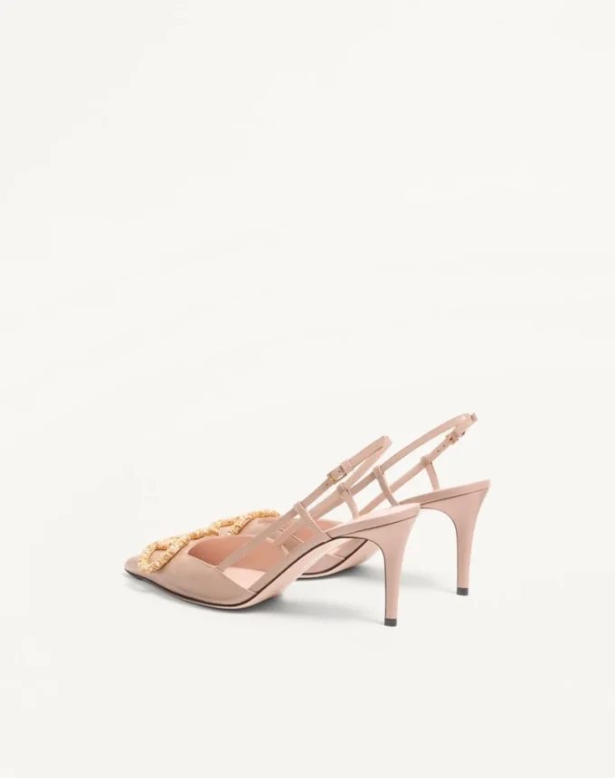 Vlogo Signature Slingback Calfskin Pump With Jewel Logo 80Mm