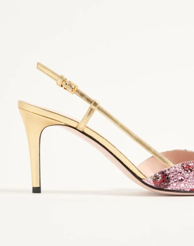 VLogo Signature Slingback Décolleté with Cherryfic embroidery 80mm VLogo Signature Slingback Décolleté with Cherryfic embroidery 80mm