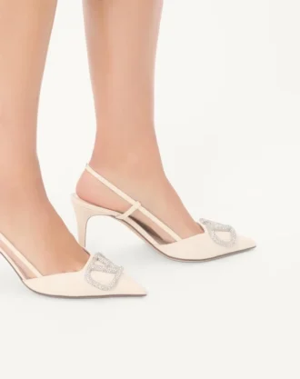 Vlogo Signature Slingback Pump In Calfskin Leather 80Mm