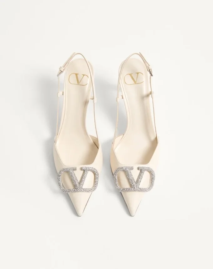 Vlogo Signature Slingback Pump In Calfskin Leather 80Mm